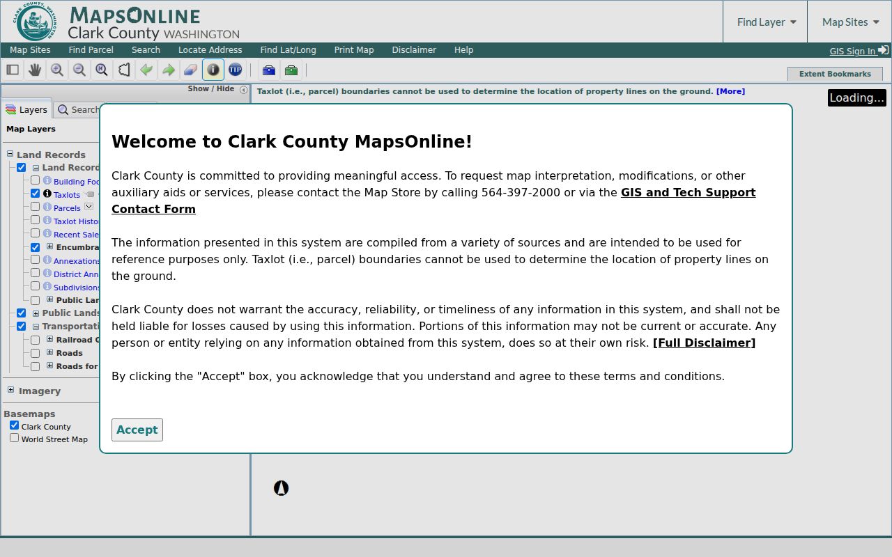 Clark County MapsOnline parcel and address layers for Salmon Creek records