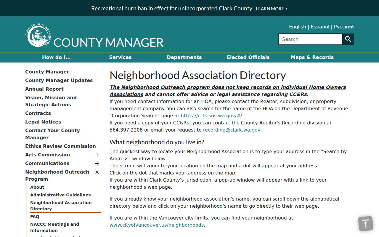 Salmon Creek neighbors lookup in the county association directory